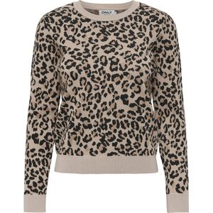 Only - Onlpilua Ls Glitter Jq O-neck Cs Kn - Trui - Amphora/black/toasted Coco/Silver Glitter