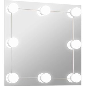 vidaXL - Wandspiegel - met - LED-lampen - vierkant - glas