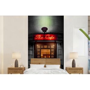 Deur - Café - Rood - Architectuur - Neonlicht - Behangpapier