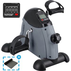 Evoland Stoelfiets - Fietstrainer - Bewegingstrainer - Mini Hometrainer - Bureaufiets - Met 2 Accesoires - Voor Bejaarden, Kantoor, Thuis - Grijs