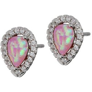 Opaal- opaal oorbellen dames - roze opaal -oorstekers dames zilver - oorbellen dames - oorbellen zilver - Zilver 925 - Amona Jewelry