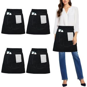 Ibenzoa® Professioneel Zwart Voorbinders Schort met Verstevigde Zakken en Verstelbare Tailleband voor Keuken en Horeca