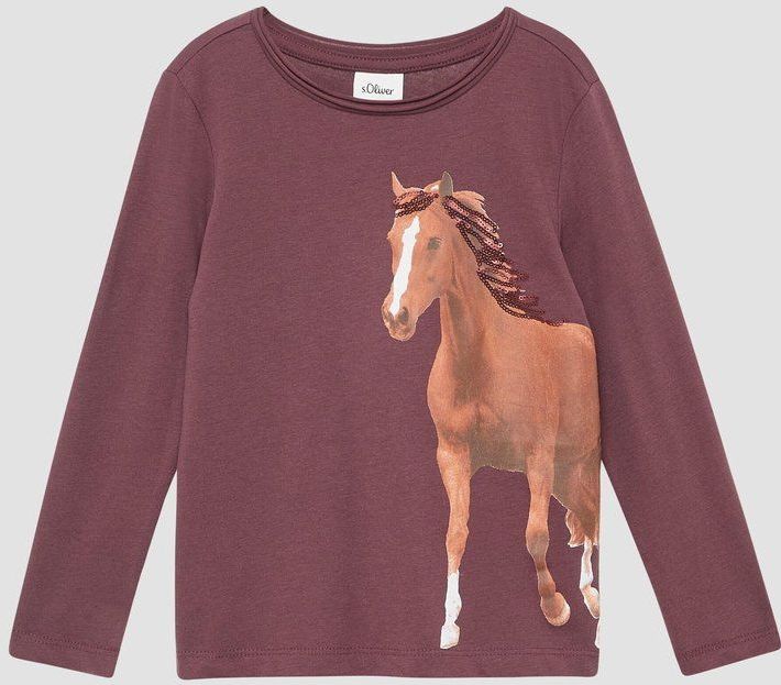 T-shirt - Lange Mouwen - Paardenprint - Glinsterende Pailletten