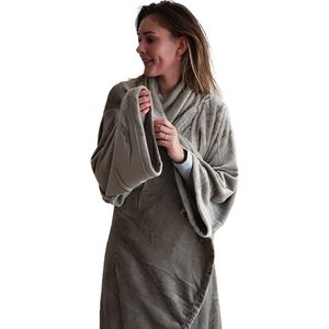 Zest - Deken met Mouwen - Taupe - 200 x 140 cm - Fleeceplaid