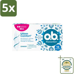 5 x OB ProComfort Mini 16 stuks per verpakking - Grootverpakking - Tampons - Menstruatiebescherming - Comfort - Bescherming - Plantaardige Kern
