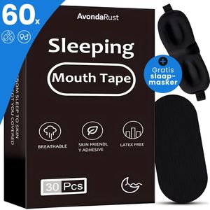 Mondtape - Anti Snurk Mondtape Met Slaapmasker - 60 Stuks - Mouth Tape - Mondtape Tegen Snurken -Mondpleisters - Slaaptape - Myotape - Voor Betere Nachtrust En Ademhaling & Diepe Slaap - Zwart