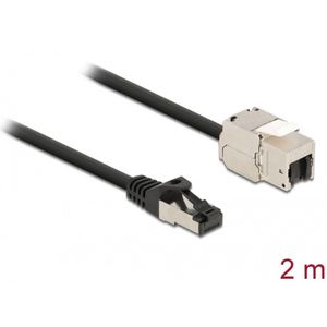Delock - RJ45 - Netwerkkabel - Zwart - 2 Meter - Cat.6A, Shielded, Vergulde Contacten