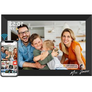 Mrs. Jones Digitale Fotolijst 32 GB WiFi - 10.1 Inch - IPS LCD-Aanraakscherm - Automatisch Draaien - Zwart Digitale fotolijst