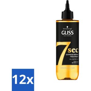 12 x Gliss-Kur - 7 Sec Express Repair Treatment - Oil Nutritive - Voedende Herstelbehandeling - 200 ml - Haarherstel - Voedende Haarkuur - Droog Haar - Gliss Kur - Marula Olie