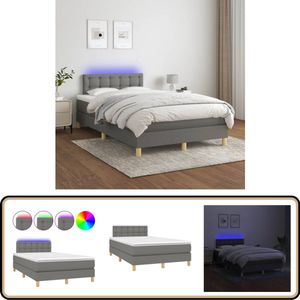 vidaXL Boxspring - Matras & LED - Donkergrijs 120x200 cm Boxspring - Led Bed - Donkere Kleuren - Tweepersoonsbed - Slaapcomfort