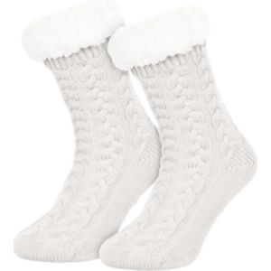 Huissokken - Huttensokken - Antislip ABS - Unisex - Ecru - Maat 35-42