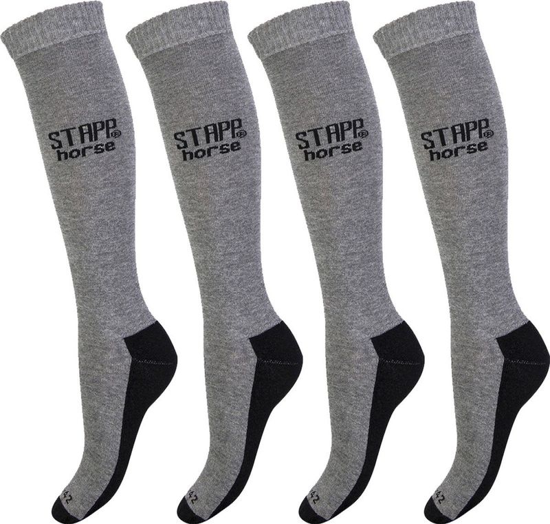STAPP Horse Paardrijsokken Uni - 4 paar Ruitersokken - Grijs - Maat 35/38