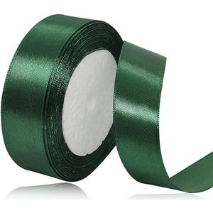 Satin Ribbon Donkergroen 25mm - 22m Decoratieve Cadeau Ribbon - Brede Ribbon - Stoffen Ribbon voor Bruiloft - Doop - Verjaardagscadeaus