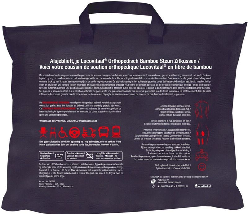 Lucovitaal - Bamboe Steun Zitkussen - Ergonomisch - 1 stuk