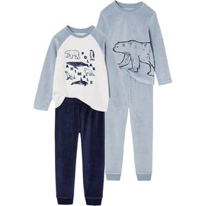 Vertbaudet Set van 2 jongenspyjama's fluweel/velours Pooldieren