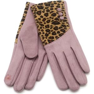 Handschoenen Panterprint - Dames - One Size - Touchscreen Tip - Lila