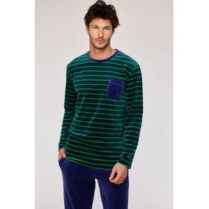 Woody Heren pyjama groene streep - maat 152/12J