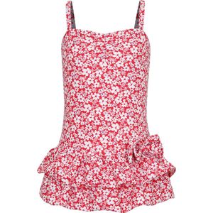 Badpak met bloemen rood 140-146
