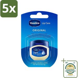5 x Vaseline - Original - Lip Balm - Hydraterend - 7 g - Grootverpakking - Lip Balm - Lip Balm 7 G - Hydrate Lip Balm - Vaseline Lip Balm - Lip Balm Voor Kinderen