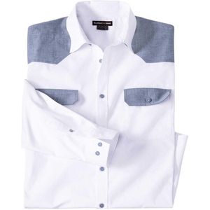 ATLAS FOR MEN - Wit overhemd in westernstijl - Heren - Verkrijgbaar in grote maten - 5XL