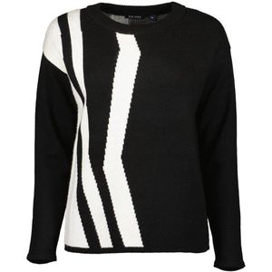 Blue Seven - Trui 248087 zwart met wit/grijs print r. hals - maat 42