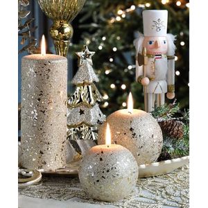 Marsel Candles-Rustieke Kaars-Stompkaarsen-Decoratieve Huis Kaarsen-Goud-Set 3 Stuk