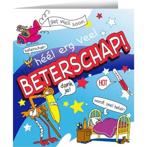 Wenskaarten - Beterschap cartoon