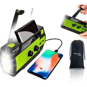 Tbrands® Noodradio PRO Versie 2025 Inclusief Draagzak en USB C - Noodradio Solar Opwindbaar Noodpakket Noodradio Opwindbaar - denk vooruit - noodpakket