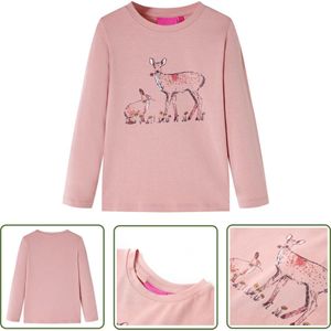 vidaXL Meisjeskleren - Kinderhemd - Kindershirt met lange mouwen 104 roze - Langmouwig Kindershirt - Roze Kindershirt - Kindermode