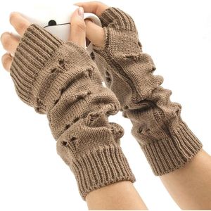 Vingerloze Bruine Fairy Grunge Haakhandschoen - Dames Handschoenen Retro Esthetiek .