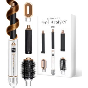 Sansbeauté® 4-in-1 Airstyler - Multistyler - Fohnborstel Kort Haar - Föhnborstel - Haarstyler - Haardroger - Warmteborstel - Krulborstel - Krultang - Stijlborstel - Roterende Kabel