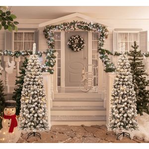 vidaXL Kunstkerstboom met sneeuw smal 180 cm PVC groen - Kerst