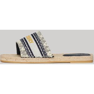 Superdry - Canvas Espadrille Overlay Slider - Beige - Linnen Canvas - Rubberen Zool