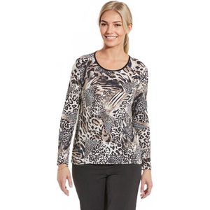 T-shirt met patchworkprint van dierenhuid en ronde hals