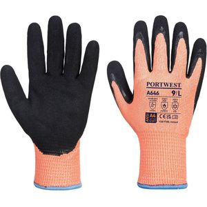 Portwest Vis-Tex winter HR snijbestendige Nitril handschoenen - Oranje/zwart - XL