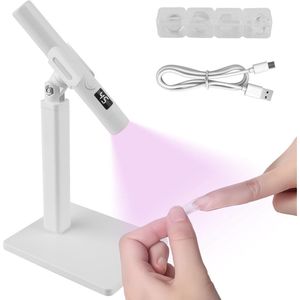 Mini UV-lamp voor gelnagels: draagbare UV-lamp met standaard, 3W UV-lamp voor gelnagels, tijdsmodi van 20/60 seconden, USB-oplaadfunctie, kleine LED-nageldroger