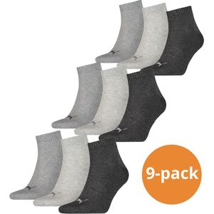 Puma Quarter Sokken Plain 9-pack Antraciet Melange-35/38