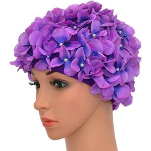 Paars - Petal Fashion Dames Badmuts - Comfortabele Handgenaaide Badmuts - 3D Bloemen Badmuts - Dames Badmuts - Badmuts - Uniek Design - Comfortabel om te dragen