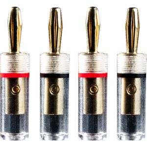 Pro-Ject Connect It Plug Banaanstekkersset (2xRood/2xZwart) - Transparant