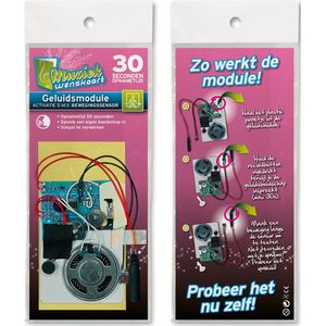 Geluidsmodule 30 sec. - geactiveerd door bewegingssensor - zelf opneembaar - spreek je eigen boodschap in - simpel te verwerken