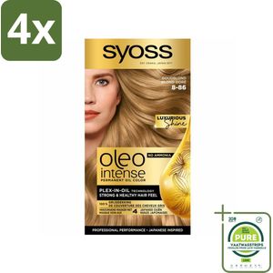 SYOSS - Oleo Intense 8-86 Golden Dark Blond - Haarverf - Zonder Ammoniak - Grijsdekking - Langdurige Kleur - Voordeelverpakking - 4 stuks - Permanente haarkleuring - Haarkleur