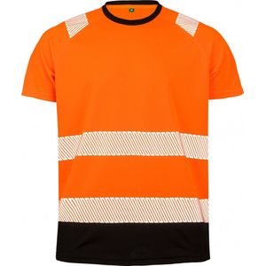 T-shirt Unisex S/M Result Ronde hals Korte mouw Orange / Black 100% Polyester