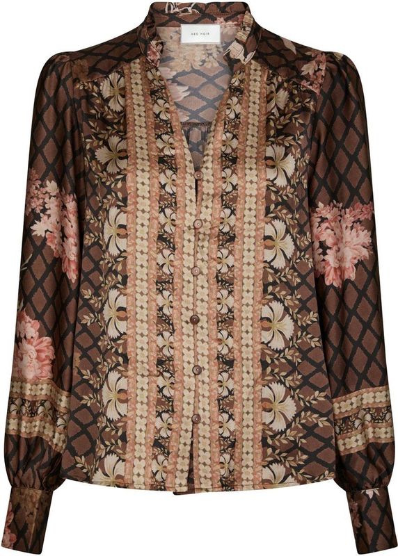 Neo Noir - Massima Botanical Border Blouse - 167029 - 100 Black