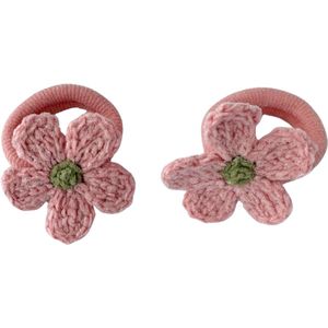 Baby haarelastiekjes met strikje - cotton bloom pink