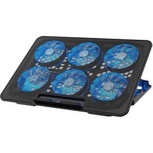 TOVBMUP 6 Stille Ventilatoren - Gaming Koeler - Koelpad - In hoogte Verstelbare Standaard - 2 USB Poorten - Verstelbare Snelheid - Voor 17"" Laptops - Zwart