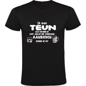 Ik ben Teun, elk drankje dat jullie me vandaag aanbieden drink ik op Heren T-shirt - feest - drank - alcohol - bier - festival - kroeg - cocktail - bar - vriend - vriendin - jarig - verjaardag - cadeau - humor - grappig
