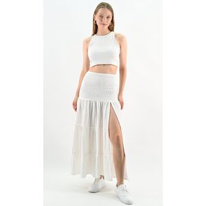 YesMooi - Maxi Rok met Split van Katoen en Linnen - Panelrok - S (36)