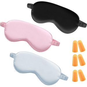 6 stuks Oogmaskers en Oordopjes Set - Natuurlijk Zijde en Katoen - Dames Heren - Anti-Allergie - Verduisterend