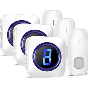 Draadloze deurbel, draadloos bereik, waterdich, deurbel met verschillende beltonen, 5 volumes,