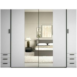 Vente-unique Kast met 6 lades en 4 deuren - Met spiegel - L270 cm - Wit - ARVOLIA